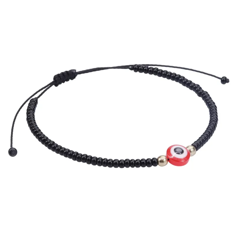 Black Bead Red Ojitos Bracelet