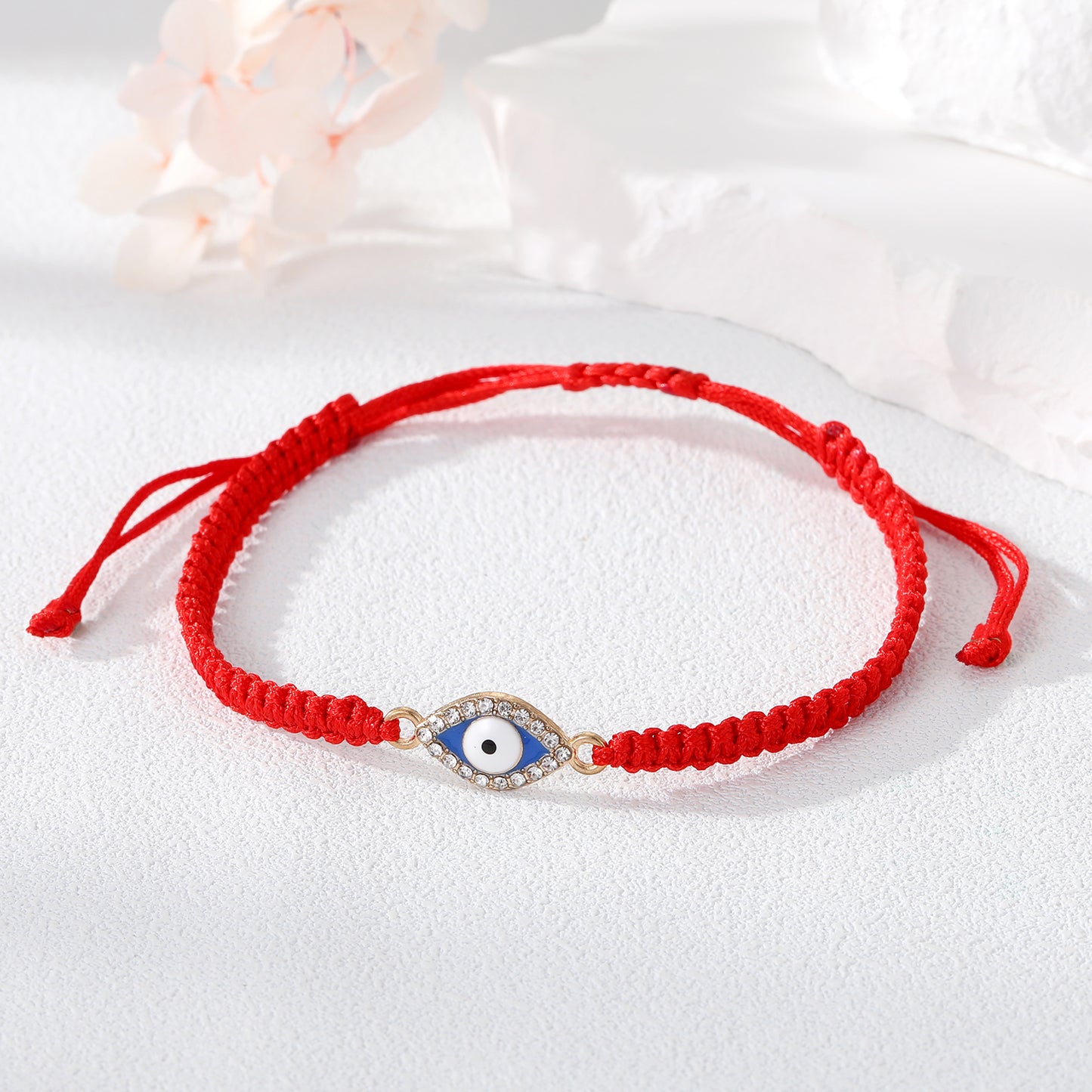 Blue Ojito with Red Braided Band Bracelet