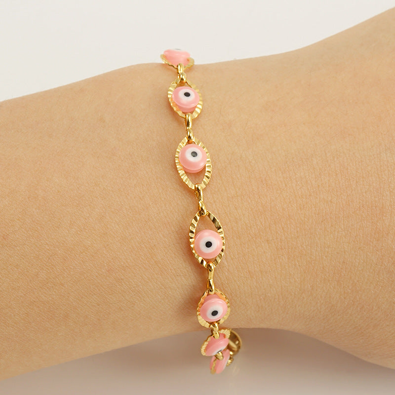 Pink Ojitos Plated Bracelet